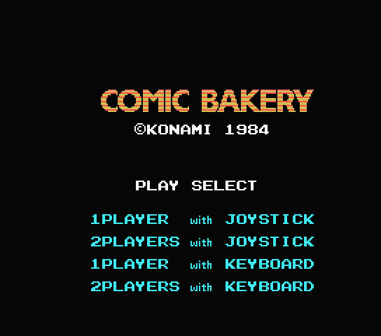 Comic Bakery title screen for MSX